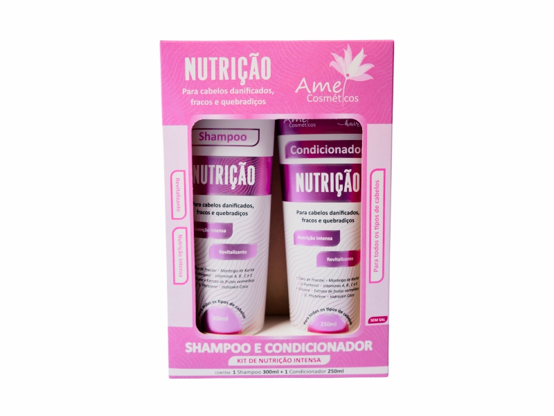 Kit 1 Shampoo 300ml + 1 Condicionador 250ml Nutrio Intensa - Amei Cosmticos