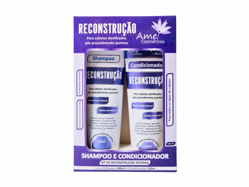 Kit 1 Shampoo 300ml + 1 Condicionador 250ml Reconstruo Intensa - Amei Cosmticos